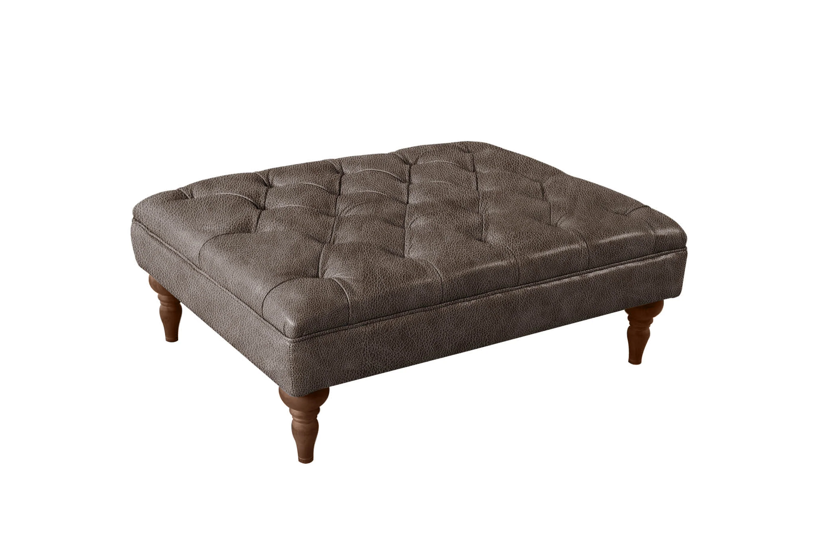 Earl | Large Button Bench Footstool | Vintage Grey