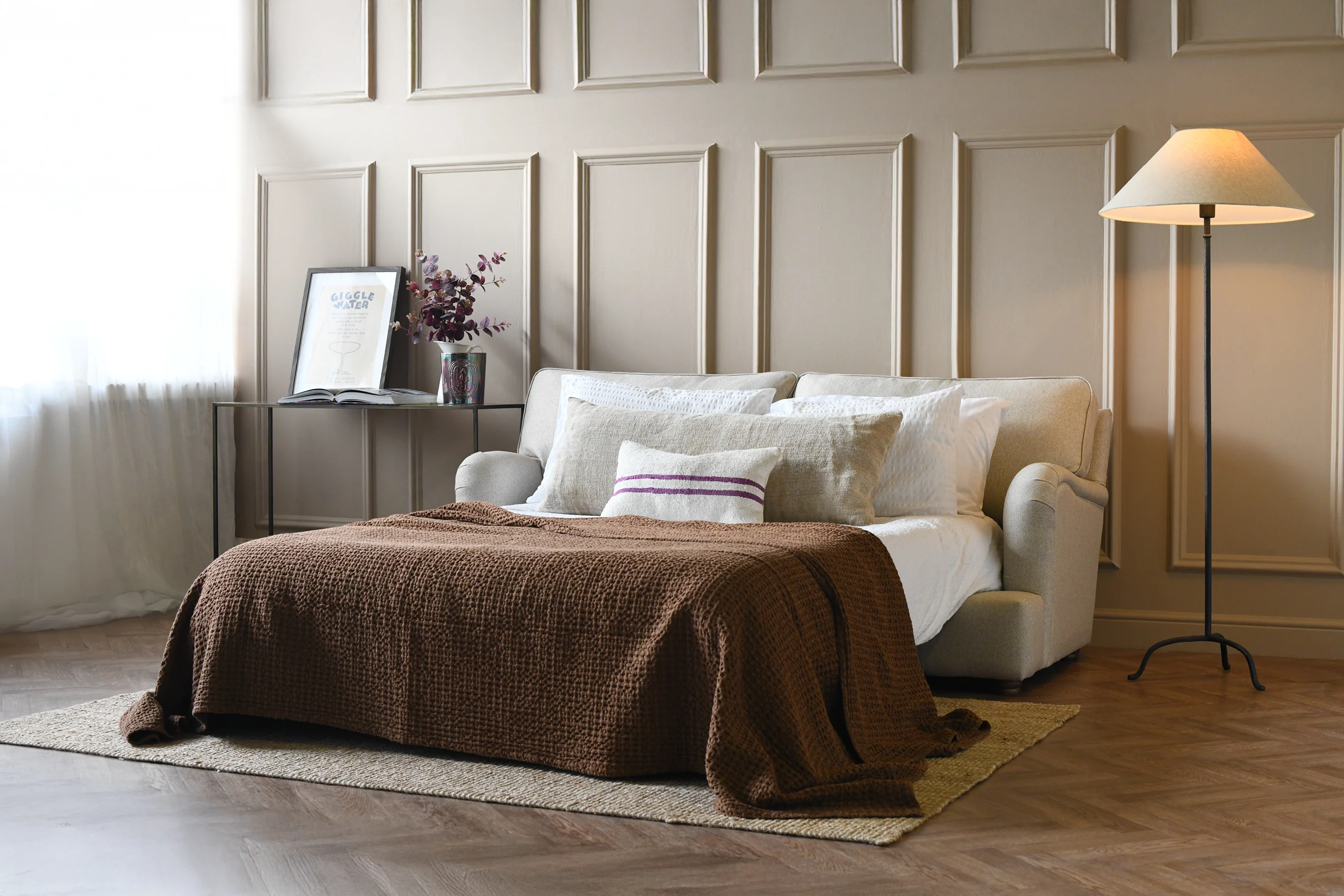 Florence | Sofa Bed | Heather Herringbone Flax