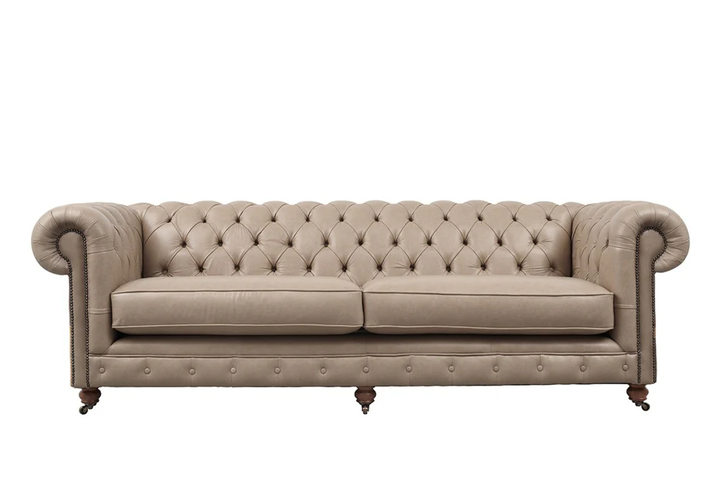 Grand Chesterfield | 4 Seater Sofa | Milton Mushroom
