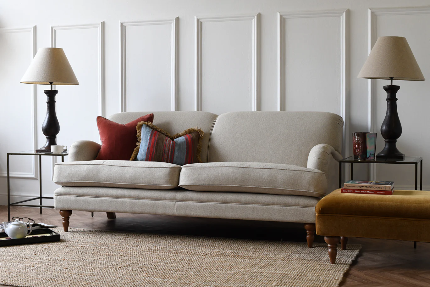 Jasper | 3 Seater Sofa | Heather Herringbone Flax