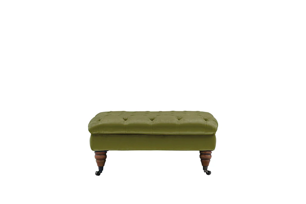 Mia | Button Bench Footstool | Opulence Olive Green - Image 2