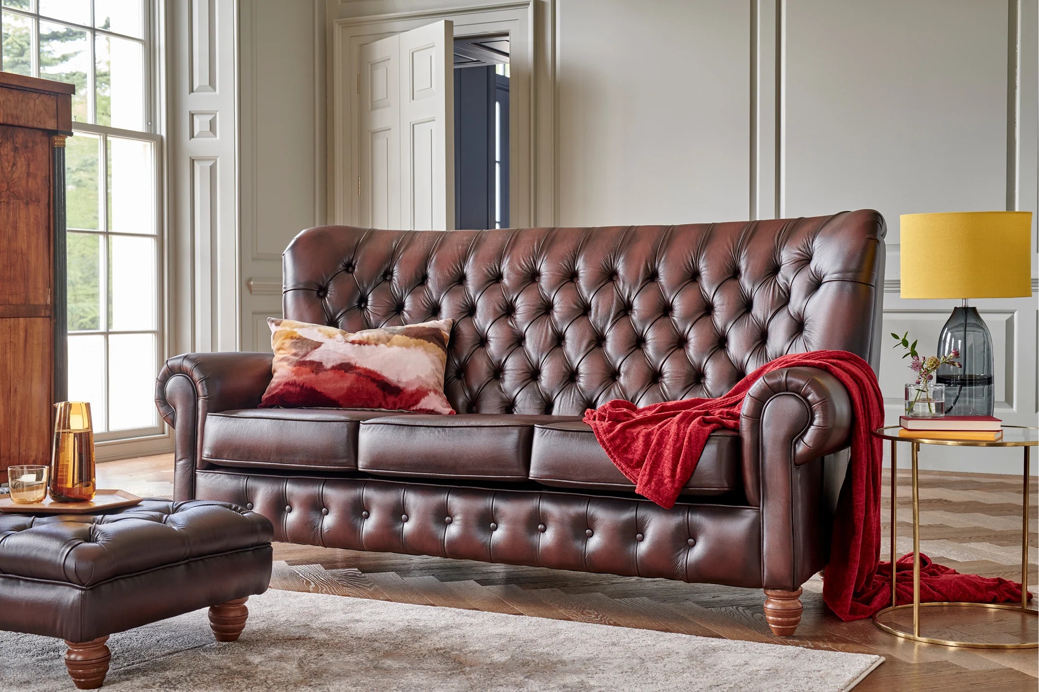 Monk | 3 Seater Sofa | Antique Red
