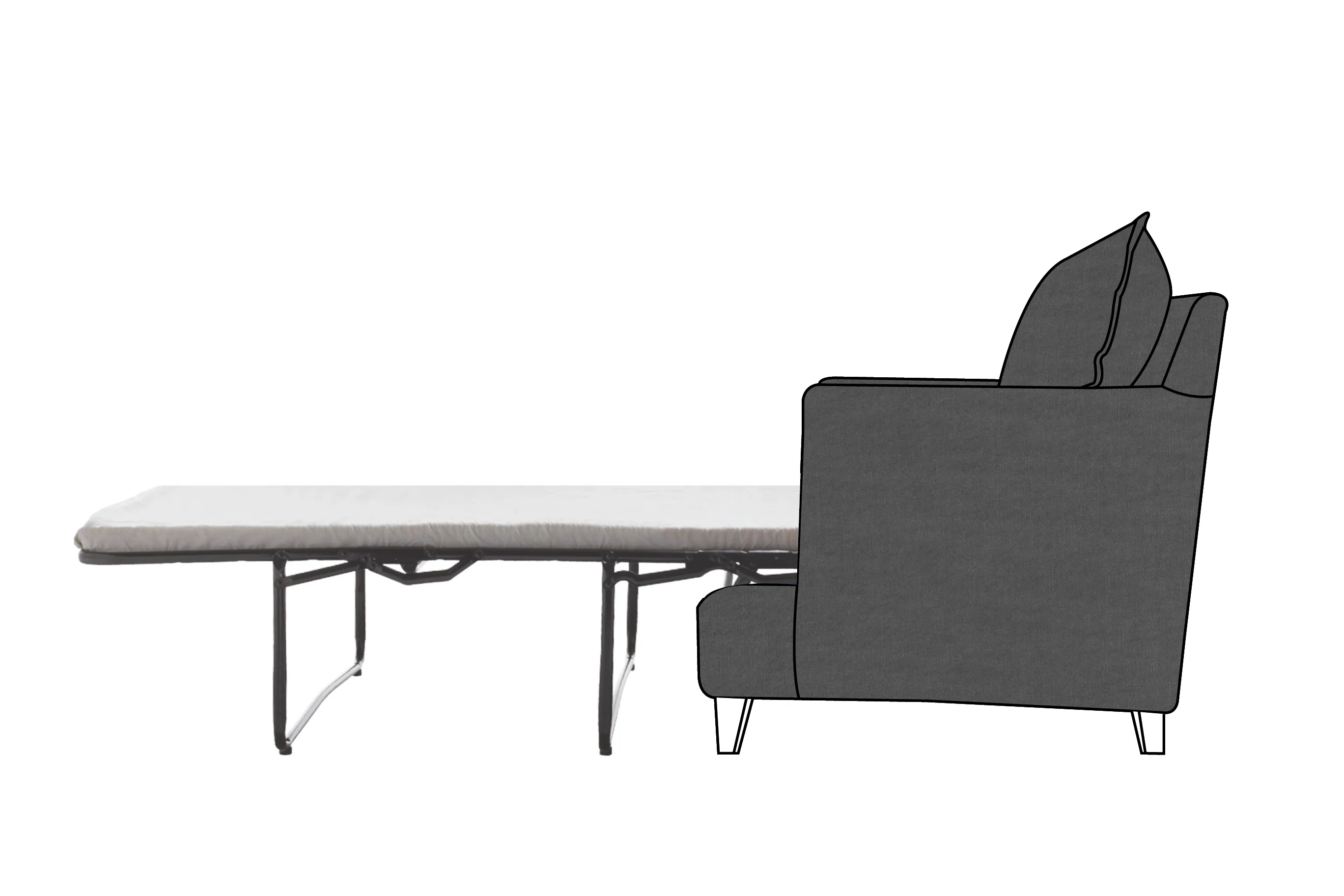 Padstow | Sofa Bed Extra Loose Cover | Capri Dark Grey