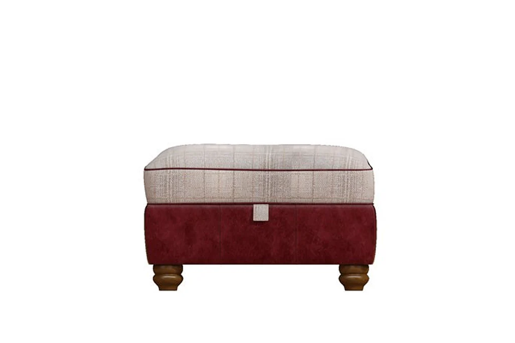 Wilmington | Storage Footstool | Vintage Oxblood/Oatmeal