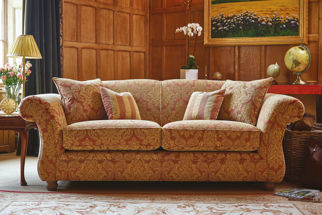 Woburn | 3 Seater Sofa | Brecon Damask Terracotta - Image 2