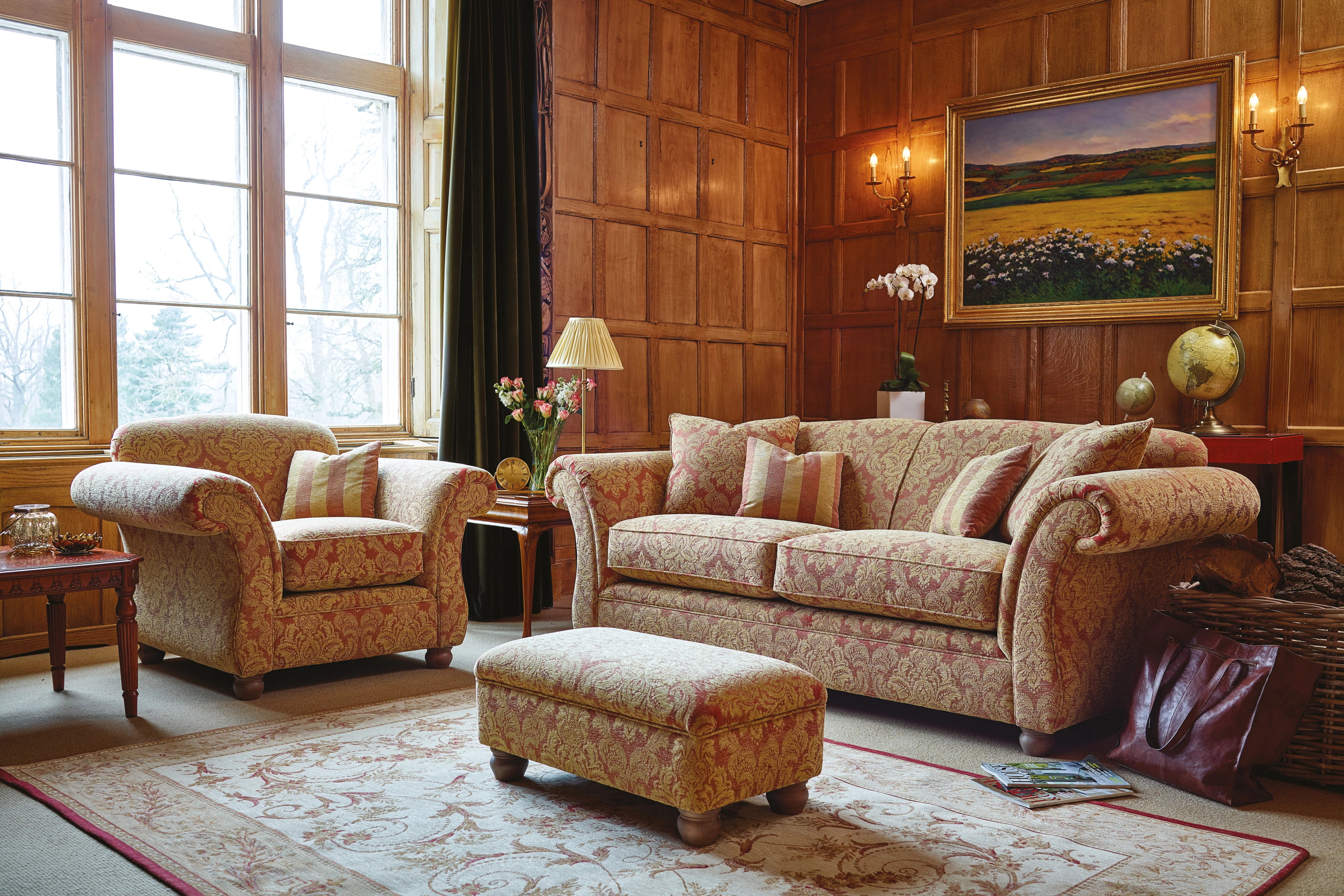 Woburn | 3 Seater Sofa | Brecon Damask Terracotta - Image 3