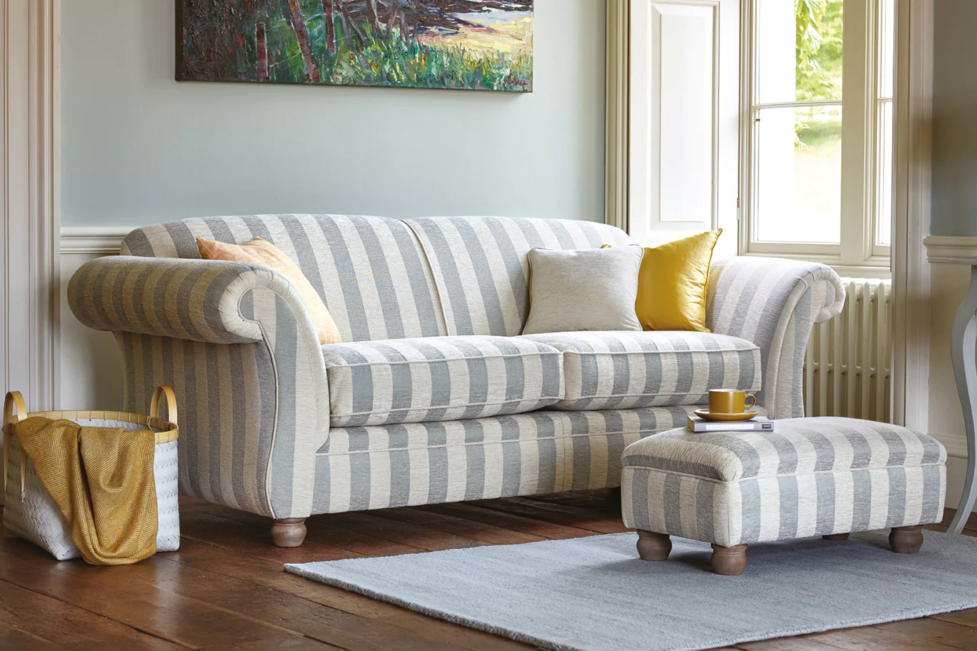 Woburn | 3 Seater Sofa | Brecon Stripe Duck Egg - Image 2