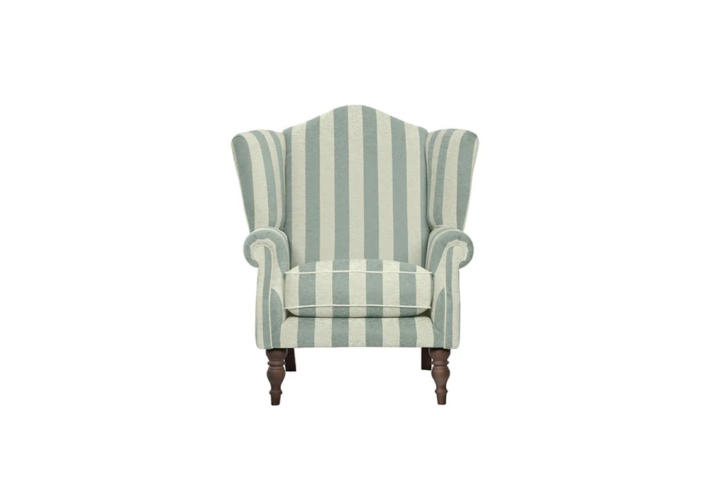 Woburn | Highback Chair | Brecon Stripe Duck Egg
